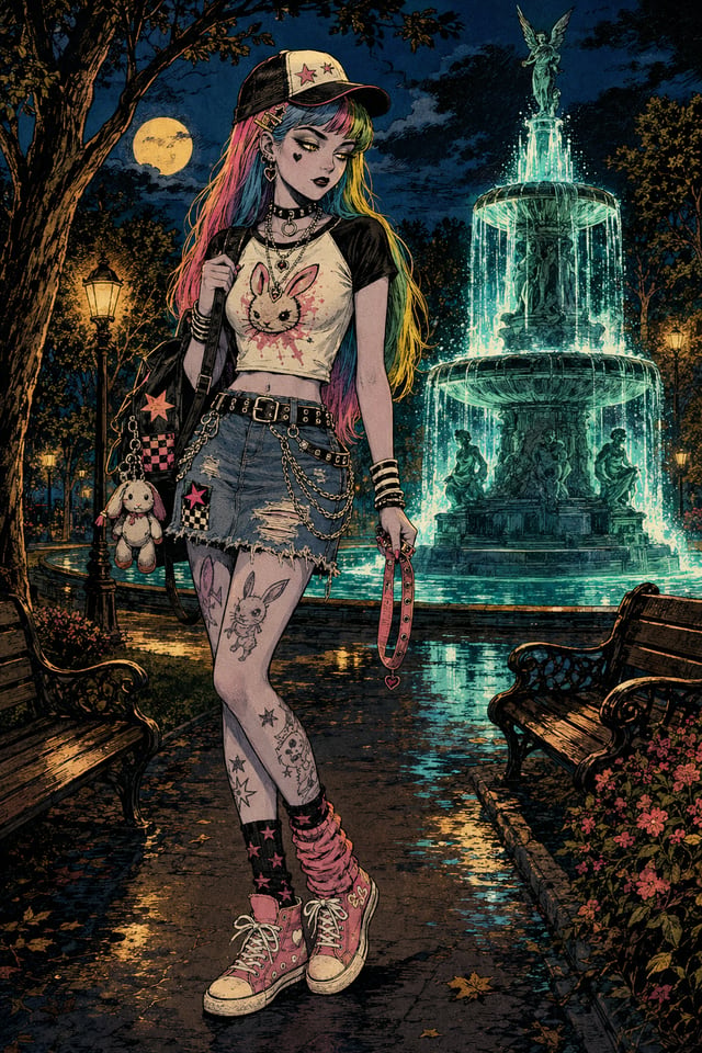 World pass: night fountain streetwear scene